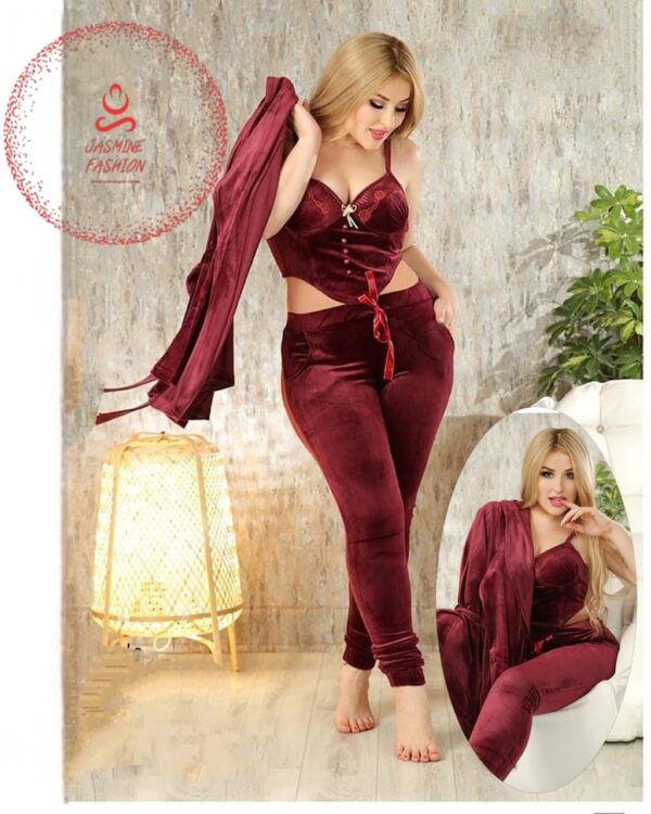 Velvet Heidi Lux Pajama Set 3-Piece - Image 5