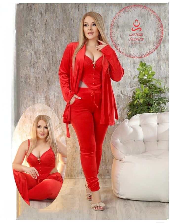 3-Piece Velvet Heidi Lux Pajama Set